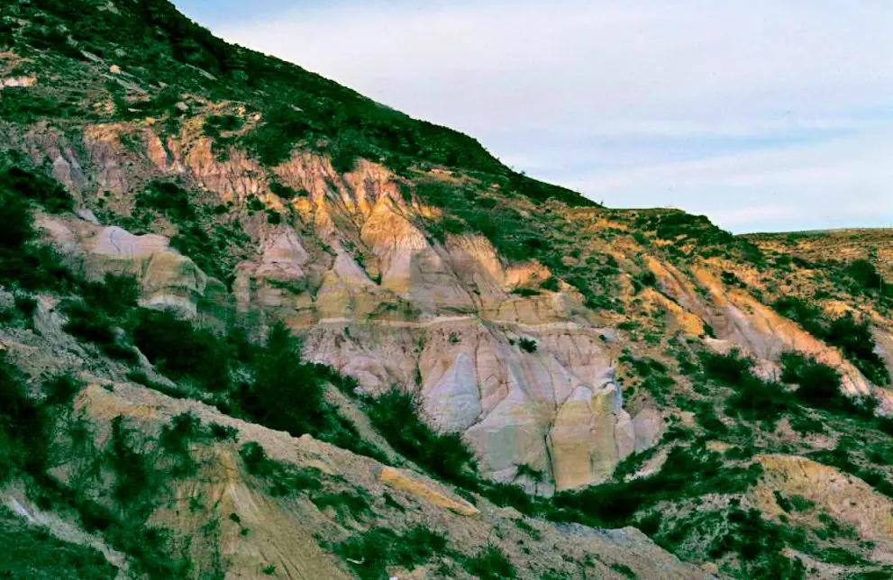 Cárcavas en las arenas de caolín de Peñalén, 1974.