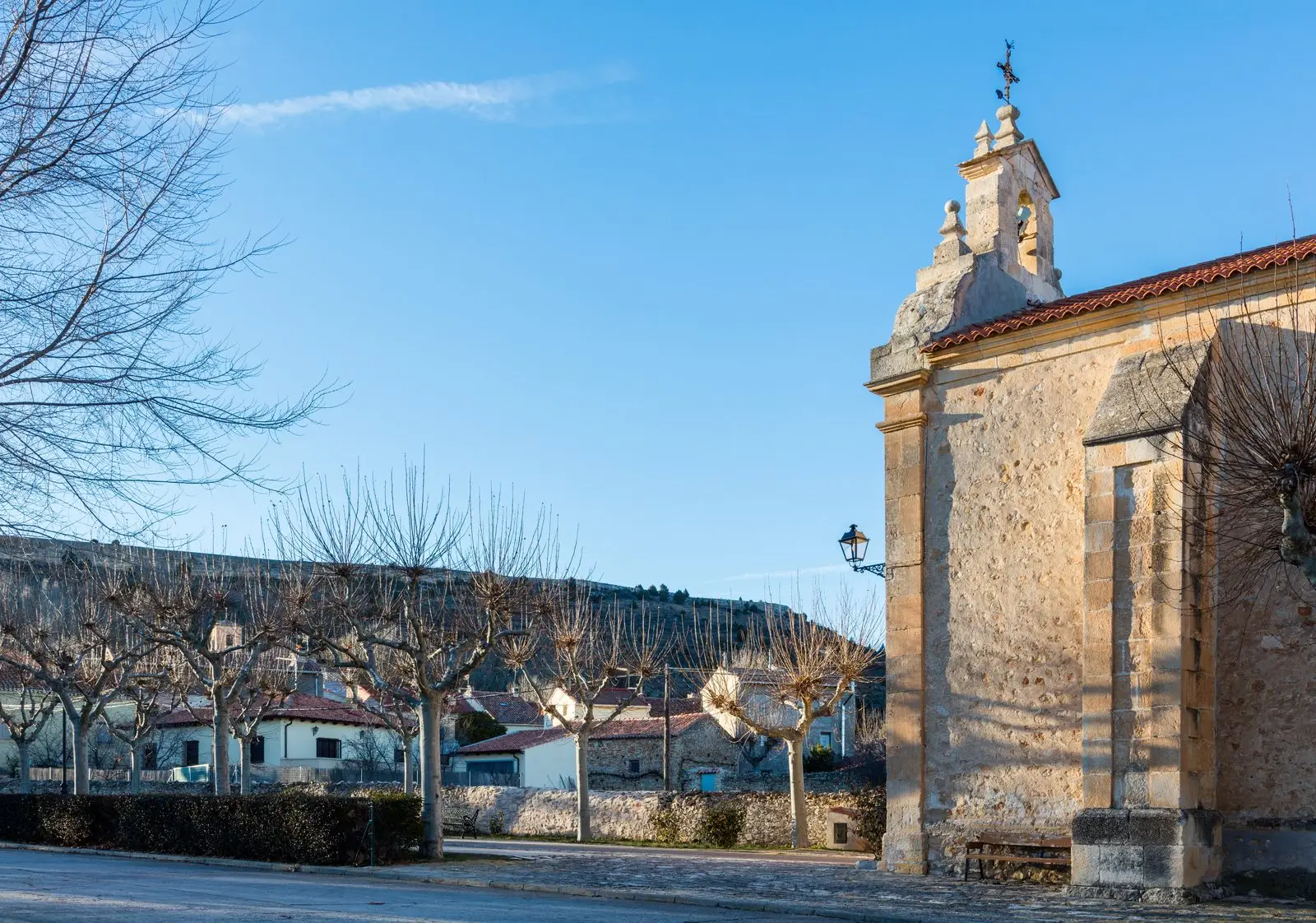 Hinojosa’s church and several village houses, seen from the opposite hillside.